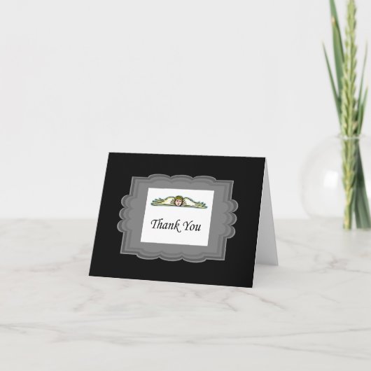 エンジェルサンキューカードグレー縁ど サンキューカード (正面)