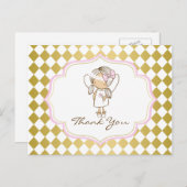 エンジェルサンキューポストカード – 金ゴールド&ピンク ポストカード (正面/裏面)