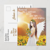 エンジェルサンフラワースタンドトール引用文ビューティフルアート ポストカード (正面/裏面)