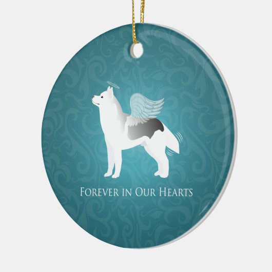 エンジェルシルバーシベリアのハスキードッグメモリアル セラミックオーナメント (左)