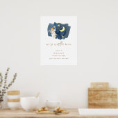 エンジェルシンプルムーンスターベビーシャワーウェルカムサイン ポスター (キッチン)