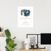 エンジェルシンプルムーンスターベビーシャワーウェルカムサイン ポスター (ホームオフィス)