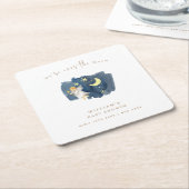 エンジェルシンプルムーンスターベビーシャワー スクエアペーパーコースター (アングル)