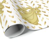エンジェルジグザグの白い金ゴールドお祝い ラッピングペーパー (ロールコーナー)