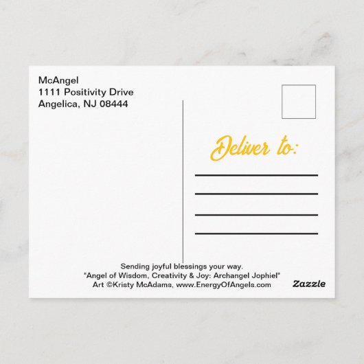 エンジェルジョイウィズウィズクリエイティビティArchangel Jophiel Art ポストカード (裏面)