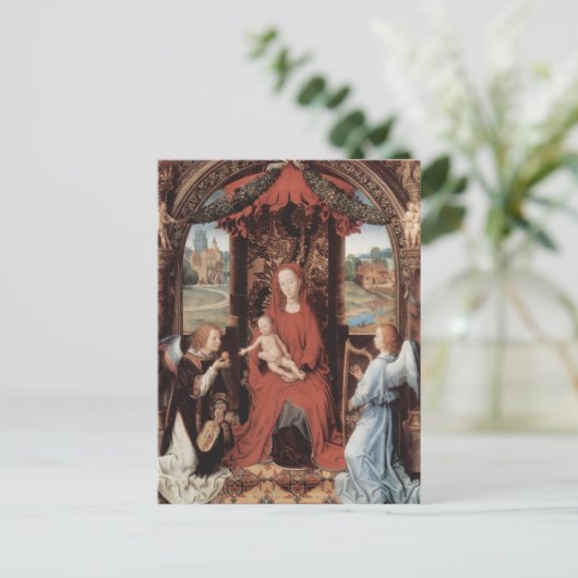 エンジェルスで即位したハンス・メムリング・マドンナ ポストカード (スタンド正面)