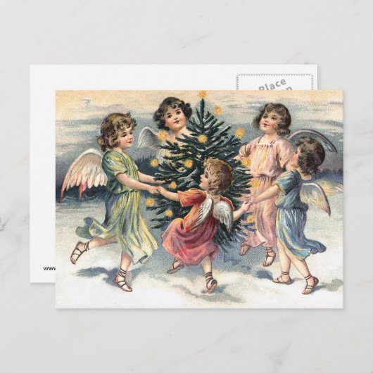 エンジェルスのまわりに踊りザクリスマスツリー シーズンポストカード (正面/裏面)