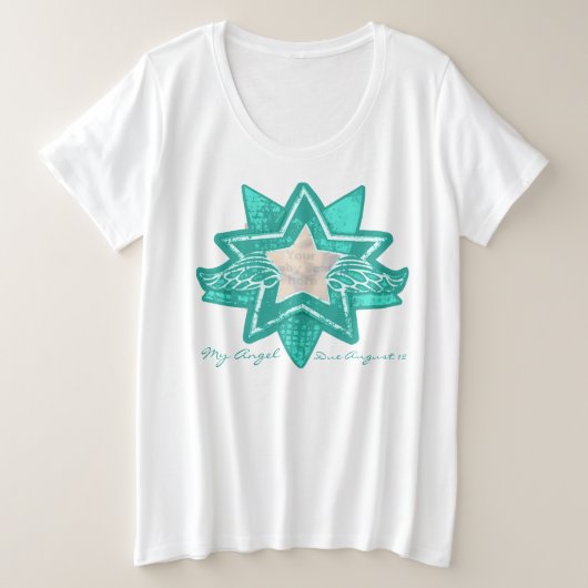 エンジェルスター追加ベビース妊婦のキャンaqua mint t プラスサイズTシャツ (デザイン正面)