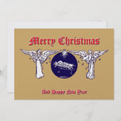 エンジェルズウィズベビーイエズクリスマス出生 シーズンカード (正面/裏面)