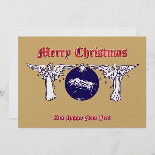 エンジェルズウィズベビーイエズクリスマス出生 シーズンカード (正面/裏面)