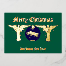 エンジェルズウィズベビーイエズクリスマス出生 箔シーズンカード