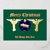 エンジェルズウィズベビーイエズクリスマス出生 箔シーズンカード (正面)