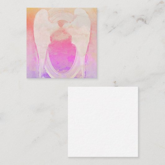 エンジェルズウィングスパープルウォーターカラービジネスカード スクエア名刺 (正面/裏面)