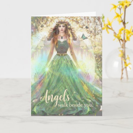 エンジェルズウォークザウィンドユーヒーリンググリーンフォレストエンジェル カード (黄色い花)