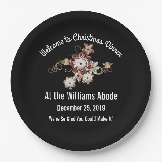 エンジェルズジュエリー&フラワーきらめくズデザイン ペーパープレート (正面)