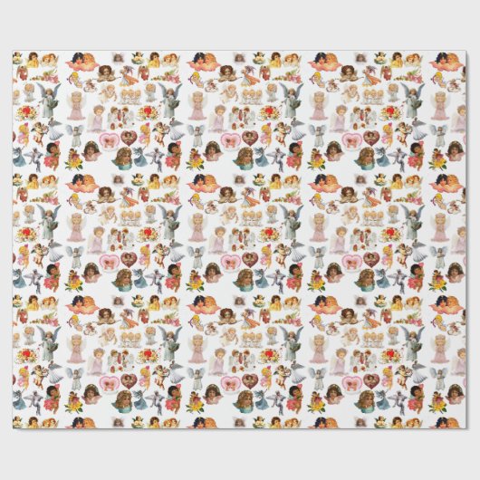 エンジェルズデリケート誕生日ギフトホワイトピンクスウィート ラッピングペーパー (フラット)