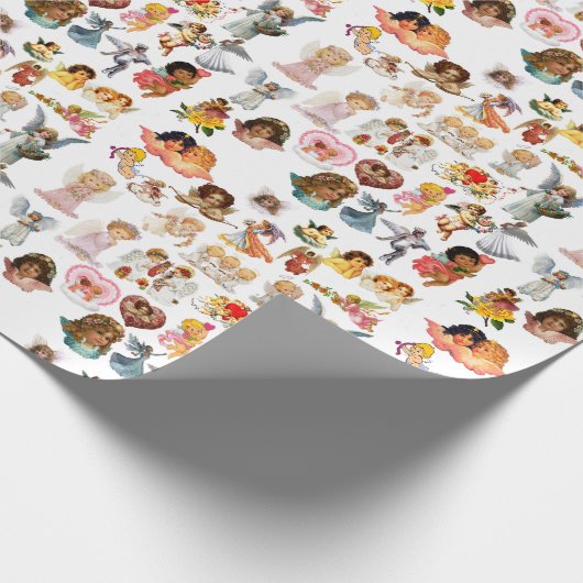 エンジェルズデリケート誕生日ギフトホワイトピンクスウィート ラッピングペーパー (角)