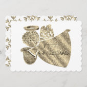 エンジェルズハ遊ープエレガント金ゴールドホワイトクリスマス シーズンカード (正面/裏面)