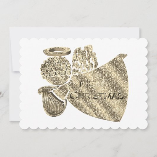エンジェルズハ遊ープエレガント金ゴールドホワイトクリスマス シーズンカード (正面)