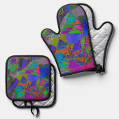 「エンジェルズビューから」オーブンミットとポットホルダーセット 鍋つかみ&鍋敷きセット (正面/裏面)