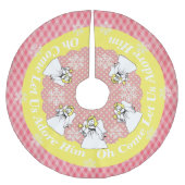 エンジェルズピンクイエロー私たちは彼のツリースカートを崇拝 ブラッシュドポリエステルツリースカート (正面)