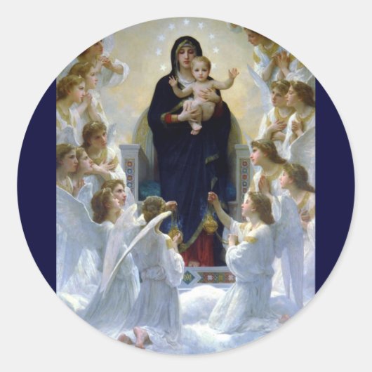 エンジェルズマドナベビーキリスト教の雲 ラウンドシール (正面)