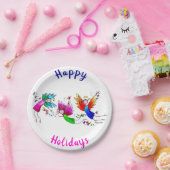 エンジェルズレッドグリーンとブルーハッピースピリッツ水色 ペーパープレート (パーティー)