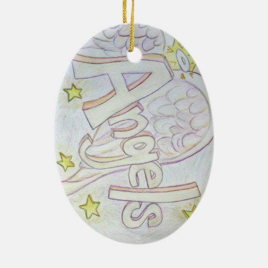 エンジェルズワードアートカスタムペンダントオーナメント セラミックオーナメント (裏面)