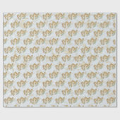 エンジェルチャイルズクリスマスブルー金ゴールドヴィンテージ ラッピングペーパー (フラット)