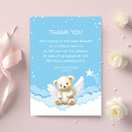 エンジェルテディベアオンクラウドブルーサンキューカード サンキューカード