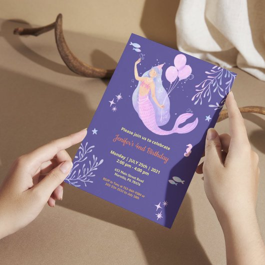 エンジェルテーマエレガント誕生日 招待状