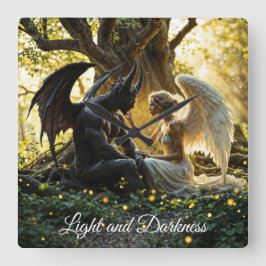 エンジェルデーモンスーパーナチュラルブライトデザイン スクエア壁時計