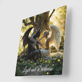 エンジェルデーモンスーパーナチュラルブライトデザイン スクエア壁時計 (傾斜)