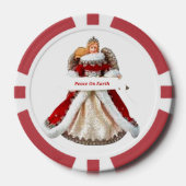 エンジェルトランプのポーカーチップス、赤ストライプのエッジ ポーカーチップ (正面)