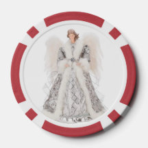 エンジェルトランプのポーカーチップス、赤ストライプのエッジ