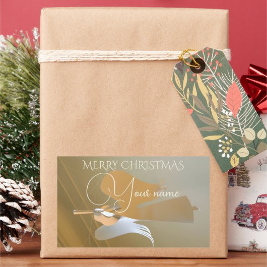 エンジェルトランペット 長方形シール (クリスマス)