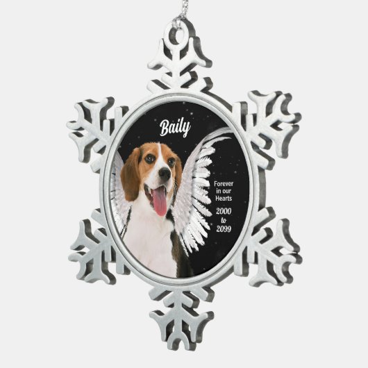 エンジェルドッグビーグルメモリアル スノーフレークピューターオーナメント (右)