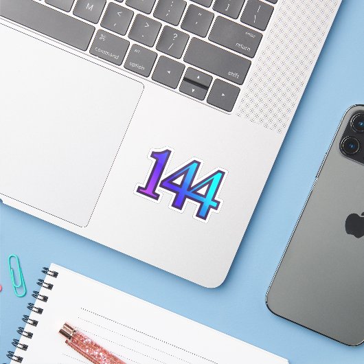 エンジェルナンバー144の確認 シール (ノートパソコンとiPhone)