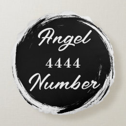 エンジェルナンバー「4444」両面プリント ラウンドクッション