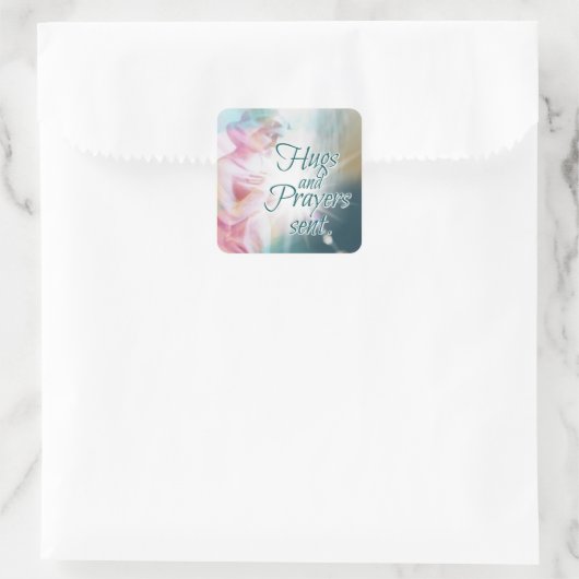 エンジェルハグ祈りの言葉意思美しい水色 スクエアシール (バッグ)