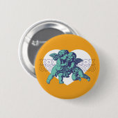 エンジェルハートボタングリーン/オレンジ 缶バッジ (正面&裏面)