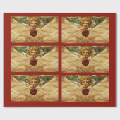 エンジェルハートレッドワックスシールパーチメントバレンタインデー ラッピングペーパー (フラット)