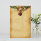 エンジェルハートレッドワックスシール、バレンタインのパーチメント 便箋 (スタンド正面)