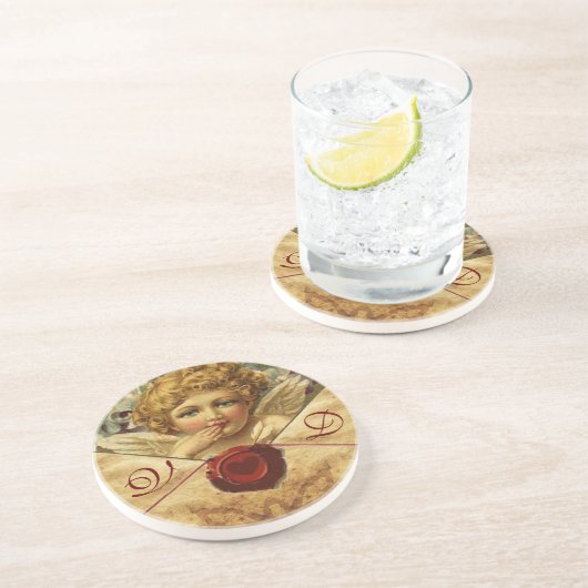 エンジェルハートワックスシールパーチメントモノグラム コースター (側面)