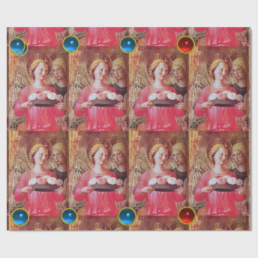 エンジェルバラと赤い青の宝石 ラッピングペーパー (フラット)