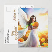 エンジェルパンプキンウィングズオータムビューティフルファンタジーアート ポストカード (正面/裏面)