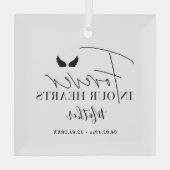 エンジェルパーソナライズされたウィングス記念クリスマスツリーC ガラスオーナメント (裏面)