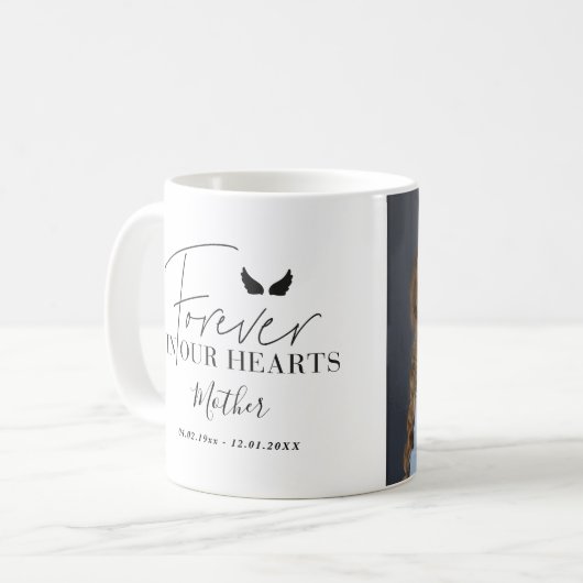 エンジェルパーソナライズされたウィングス記念クリスマス写真 コーヒーマグカップ (正面左)