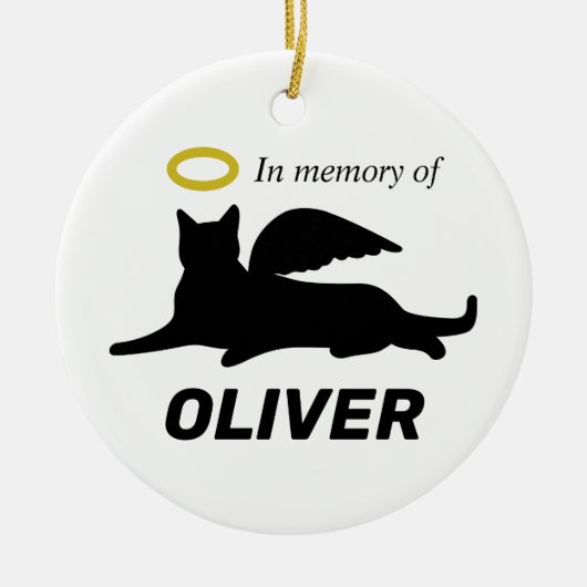 エンジェルパーソナライズされたキャット セラミックオーナメント (正面)