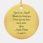 エンジェルパーソナライズされたハートフォトオーナメント セラミックオーナメント (裏面)